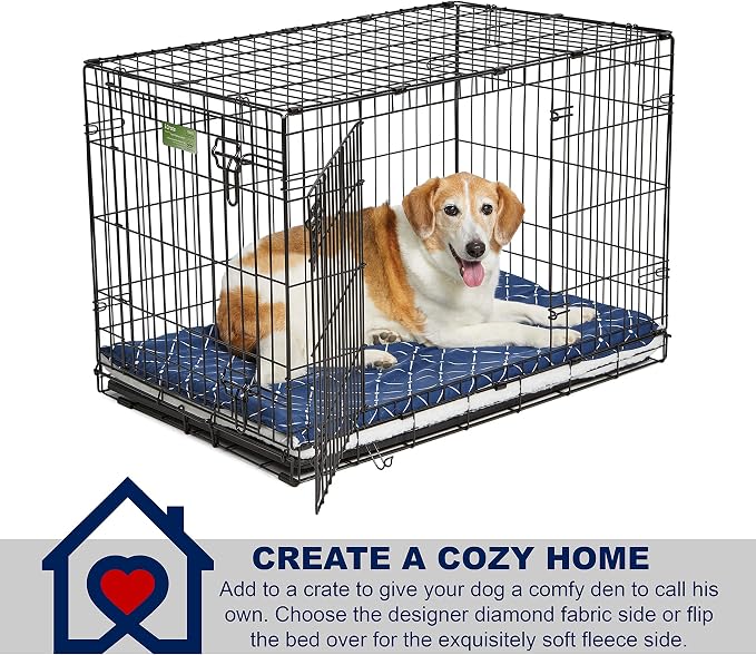 MidWest Homes for Pets Quiet Time Couture Paxton Dog Bed with Removable Pillow Cover, Blue Diamond Pattern, 42", Model Number: 40742-BLD - Image 3