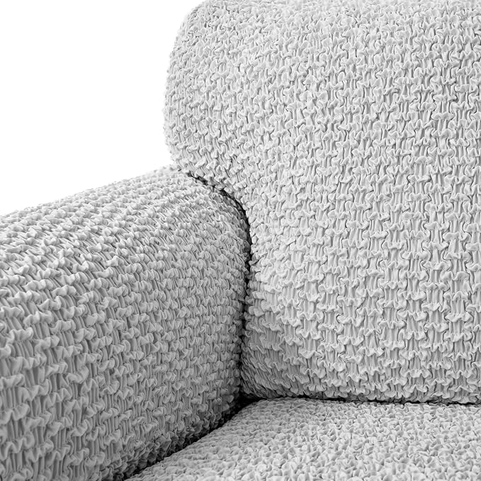PAULTO BY GA.I.CO. Stretch Sofa Slipcovers – Soft Elastic Fabric Couch Cover for Armchair Loveseat 3-Seater & 4-Seater Sofa Cover – Non-Slip Furniture Protector Washable - Light Grey (40"-63" Wide) - Image 6