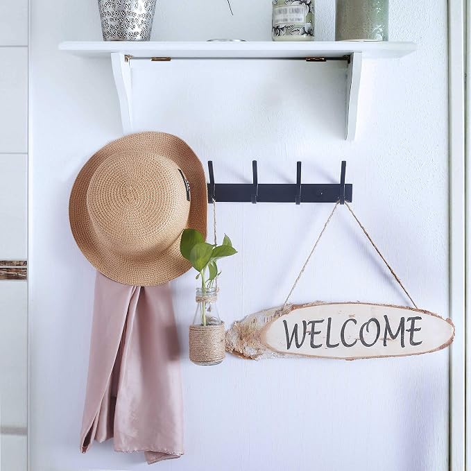 WEBI Coat Rack Wall Mounted,5 Coat Hooks for Hanging Coats,Heavy Duty Metal Double Hook Rack Hook Rail Wall Coat Rack with Hooks Coat Hanger Wall Mount for Clothes Entryway Jacket,Black - Image 8