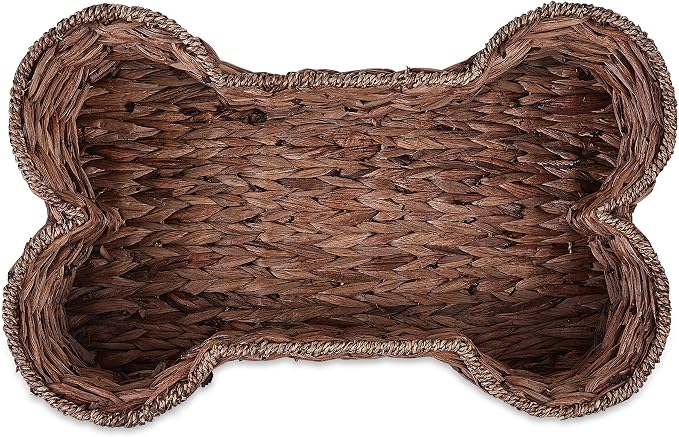 Bone Dry Pet Storage Collection, Bone Shape Hyacinth Toy Basket, Dark Brown, Small - Image 3