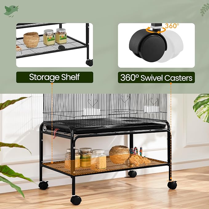 Yaheetech 53'' Large Bird Cage Budgie Cage for Parakeets Cockatiels Conures Lovebirds Parrots with Rolling Stand - Image 5