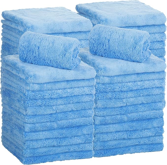 Shimeyao 30 Pcs 16 × 16 Inch Microfiber Towels for Cars, 500 GSM Edgeless Plush Car Detailing Towel, Lint Free Scratch Free Cleaning Cloths for Drying, Washing, Polishing, Waxing, Home (Light Blue) by Shimeyao
