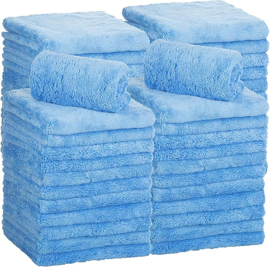 Shimeyao 30 Pcs 16 × 16 Inch Microfiber Towels for Cars, 500 GSM Edgeless Plush Car Detailing Towel, Lint Free Scratch Free Cleaning Cloths for Drying, Washing, Polishing, Waxing, Home (Light Blue) by Shimeyao