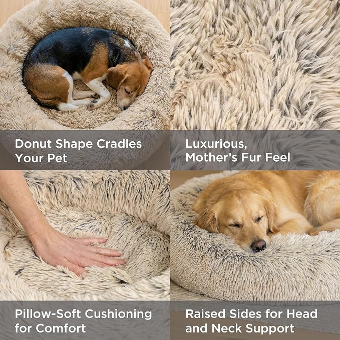 Best Friends by Sheri The Original Calming Donut Dog Bed for Large Dogs up to 100 lbs, Shag Faux Fur, Denim Blue, 36" x 36" - Image 3