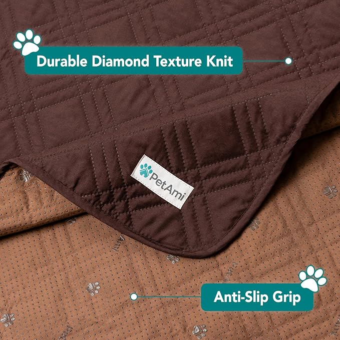 PetAmi Waterproof Couch Cover for Dogs, Non-Slip Leakproof Sofa Furniture Protector for Pet Cat, Machine Washable Bed Blanket for Car Seat, 68x82 Brown - Image 6