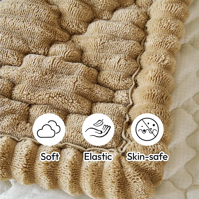 Deep Dream Couch Covers for Dogs Washable, Non-Slip Fuzzy Pet Sofa Protector, Soft Thick Fabric Couch Cover for 3 Cushion Sofa, for Pet Family (Camel, 27.6" x 82.7") - Image 5