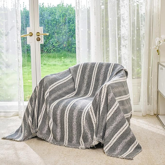 VANJOROY Couch Chair Cover, Armchair for 1 Cushion Couch, Washable Chenille Sofa Cover Protector Soft Sofa Slipcovers for Pets Dog with Tassel,71"x 91" Grey by CHOOSEVANJOROYENJOYAMORECOMFORTABLEFEELING