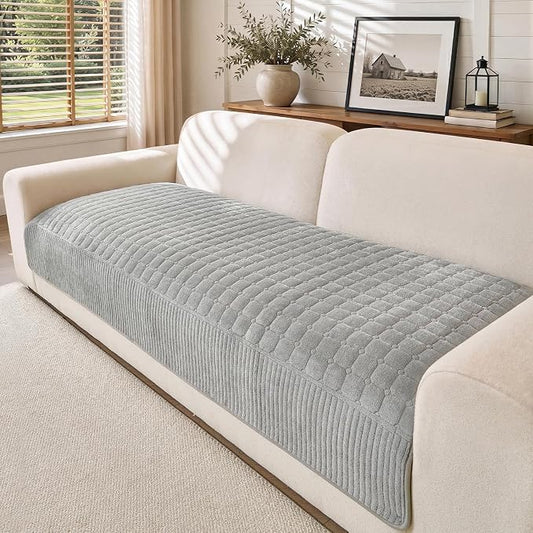 OHSIO Soft Plush Couch Cover for Sofa, Washable Milk Velvet Sofa Slipcover, Non-Slip Furniture Protector for 1 2 3 Seater Couch, Dogs, Pets and Kids(Light Gray, 35.43'' x 70.87'') by OHSIO