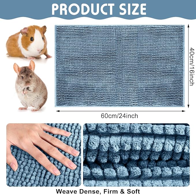 Amylove 4 Pcs Guinea Pig Cage Liner 16 x 24 Inch Washable Chenille Pee Pads Pet Dog Cat Bedding Training Mat Reusable for Small Animals Puppy Bunny Hamster Chinchilla - Image 2