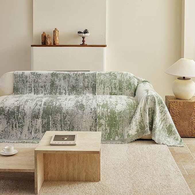 STACYPIK Boho Couch Cover Sofa Cover Washable, Abstract Geometric Sofa Covers for 3 Cushion Couch, Modern Aesthetics Green Jacquard Sofa Slipcover for Loveseat Pet Couch Covers for Sectional-71X134IN - Image 5
