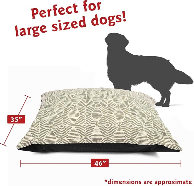 Majestic Pet Rectangle Large Dog Bed Washable – Non Slip Comfy Pet Bed – Dog Crate Bed Super Value Pillow Dog Bed – Dog Kennel Bed for Sleeping - Dog Bed Large Breed 46 x 35 Inch – Charlie Beige - Image 2