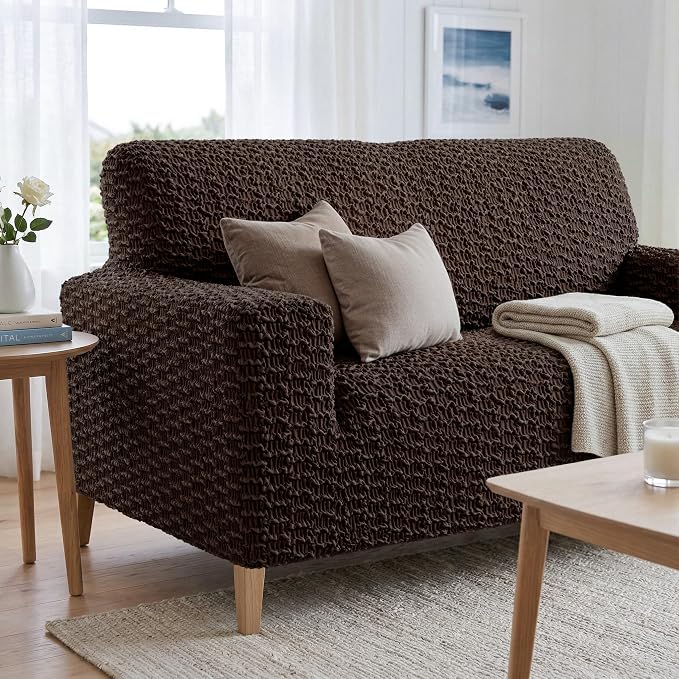 PAULTO BY GA.I.CO. Stretch Sofa Slipcovers – Soft Elastic Fabric Couch Cover for Armchair Loveseat 3-Seater & 4-Seater Sofa Cover – Non-Slip Furniture Protector Washable - Dark Brown (40"-63" Wide) - Image 5