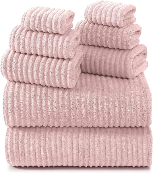 REDKISS Pink Microfiber Bath Towels Set 6 Piece - 70x35 Inches Bathroom Towels of 6 Large, Oversized Bath Towel with 2 Hair Towel Wrap, Highly Absorbent Soft Shower Towels for Bathroom, Hotel, Gym by REDKISSOnline