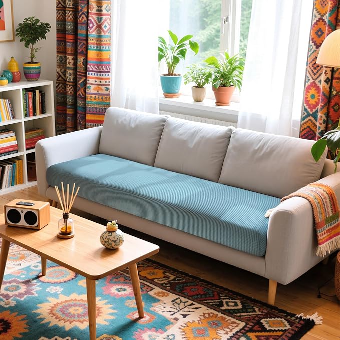 Hokway Couch Cushion Covers Stretch Cushion Covers Sofa Seat Cushion Slipcover Cushion Protector(SmokyBlue, Large) - Image 2