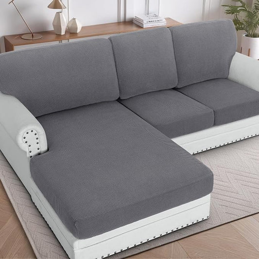 H.VERSAILTEX Backrest Cushion Covers Sectional Couch Back Cushion Covers for Sectional Sofa Set for Both Left/Right Couch (Back Only: 1 Chaise + 2 Sofa, Charcoal Grey) by HVERSAILTEX