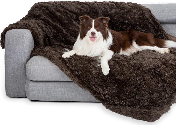 gogobunny Waterproof Dog Blanket for Couch & Furniture Protection - Super Soft Reversible Throw for Large Dogs & Cats, Calming Washable Fur & Sherpa Pet Blanket (50x60 Inch, Chocolate) by gogobunny