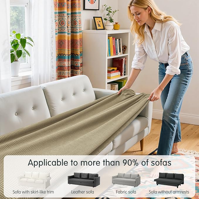 Hokway Couch Cushion Covers Stretch Cushion Covers Sofa Seat Cushion Slipcover Cushion Protector(Sand, Large) - Image 4