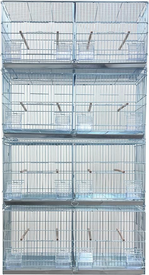 LOT of No Rust Stainless Galvanized Zinc Plated Stackable Breeder Bird Flight Cage with Removable Center Divider and Side Breeding Nest Doors by Mcage