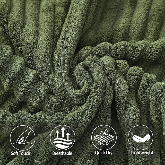 4 Piece Bath Towels, 30"x60" Microfiber Towels Set, Olive Green | Large Bathroom Towels, Soft Touch, Highly Absorbent, Quick Dry, Lint Free, Long-Lasting, Family Use, Guest Bath & Daily Use - Image 5