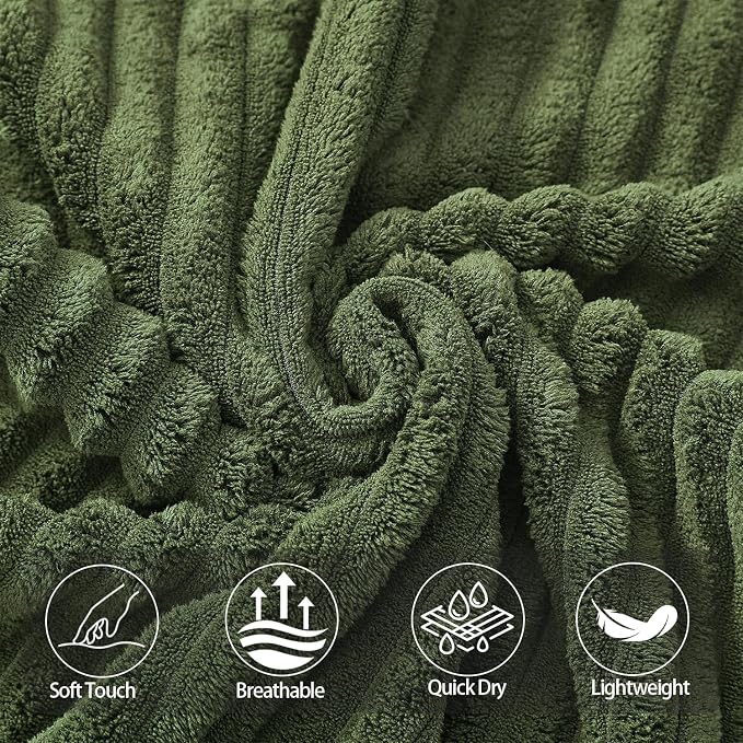 3 Pack Bath Towel Set, 40"x80" Oversized Bath Sheet, Olive Green | Ultra Soft Microfiber, Lint Free, Quick Dry, Highly Absorbent, Full Body Coverage, 1 Bath Sheet, 1 Hand Towel, 1 Washcloth - Image 6