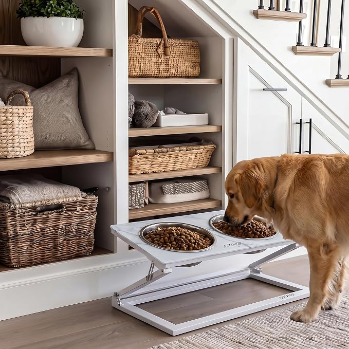 Elevated Dog Bowl, Adjustable Height and Tilt Angle Dog Bowl Stand | Precisely Adjust Height And Tilt Angle, Easy To Clean, Equipped With 2 Stainless Steel Food Bowls, Sturdy And Durable. - Image 6