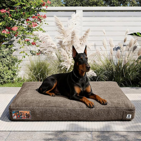 Sytopia 42 Inch Durable Indestructible Dog Beds for Extra Large Dogs, Chew Proof Waterproof Pet Crate Pad with Machine Washable Removable Cover, Great for Indoor, Outdoor, Crate, Patio Use, Brown by Sytopia