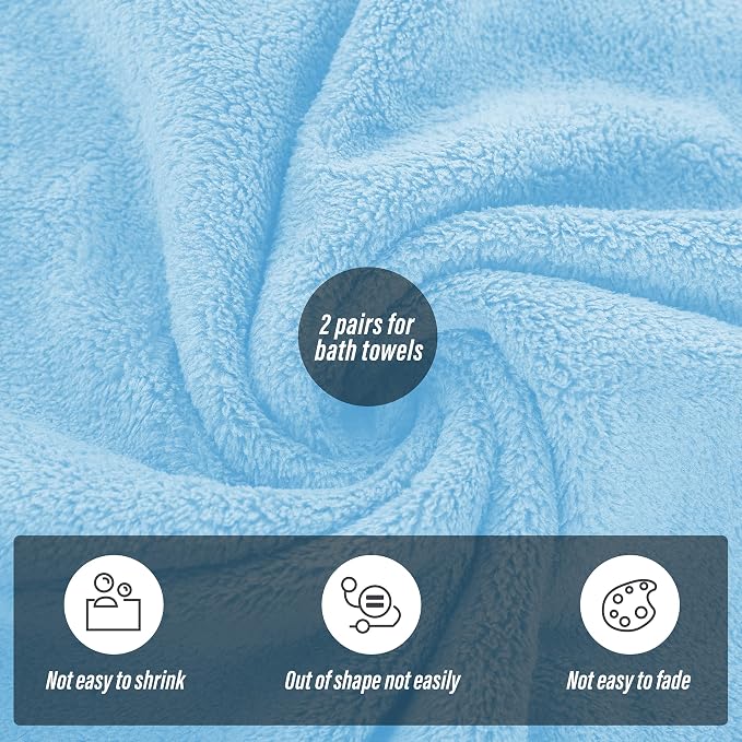 MOONQUEEN 2 Pack Premium Bath Towel Set - Quick Drying - Microfiber Coral Velvet Highly Absorbent Towels - Multipurpose Use as Bath Fitness, Bathroom, Shower, Sports, Yoga Towel (Aquamarine) - Image 4