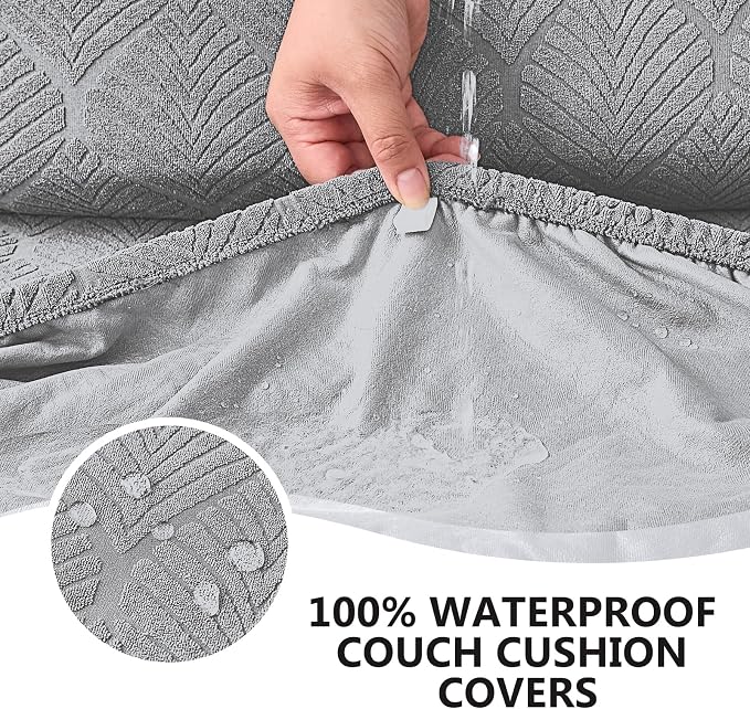 Genina Waterproof Couch Cushion Covers for Pets Washable Sofa Seat Covers | Non Slip,Stretch Jacquard Fabric,Pet Hair & Scratch Protection,Easy Installation,Furniture Protector,Sectional Sofa,1 Piece - Image 3