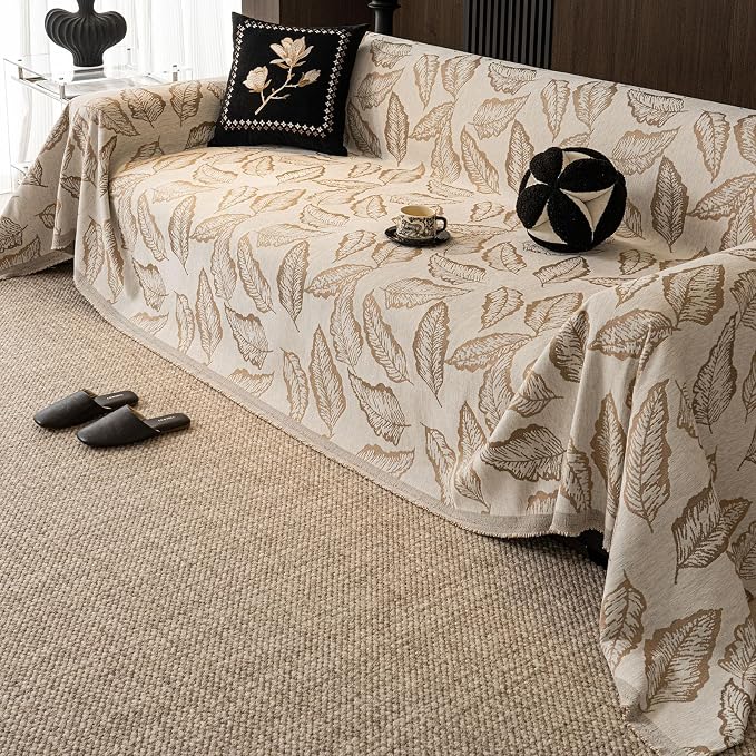 ROOMLIFE Couch Cover 3 Cushion Sofa, Washable Non Slip Furniture Sofa Protector Cover, Soft Chenille Sofa Slipcovers Sectional L Shape Dogs Couch Cover Throw Blanket with Tassels 71''X134'' - Image 9