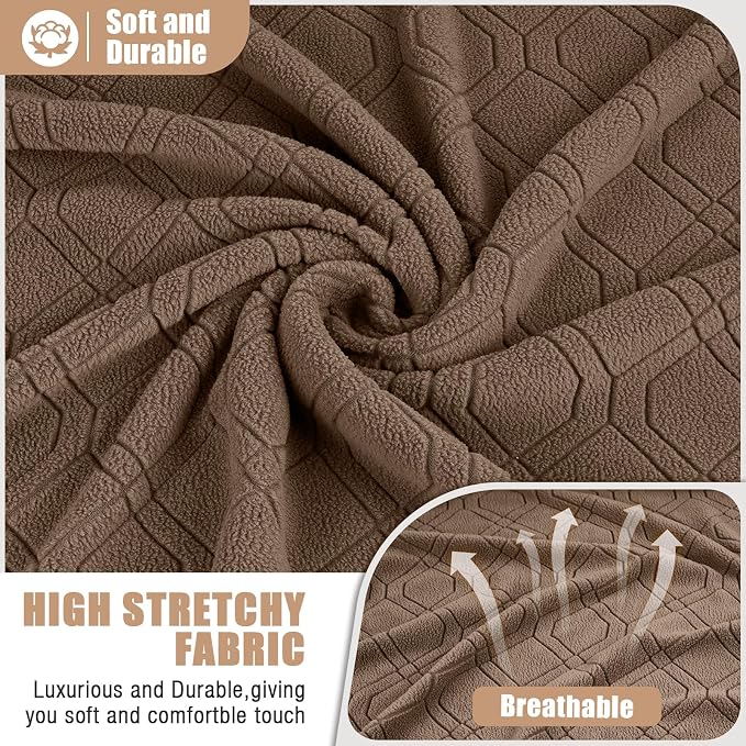 VANSOFY Stretch Recliner Loveseat Cover with Middle Console, Light Coffee | 4-Pieces, Soft Furniture Protector, Washable Slipcover with Pocket, Pets Sofa Cover, High Stretchy fabric Couch Cover - Image 3