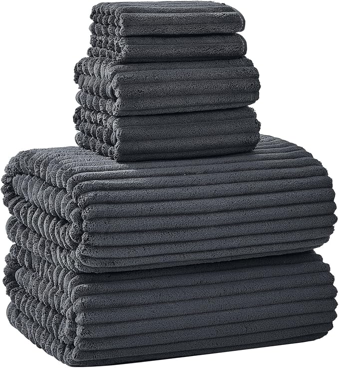 6 PC Bath Towel Set, 40"x80" Oversized Bath Sheets, Charcoal Gray | Microfiber, Quick Dry, Highly Absorbent, Towels for Bathroom, 2 Extra Large Bath Towels, 2 Soft Hand Towels, 2 Washcloths by NALIVO