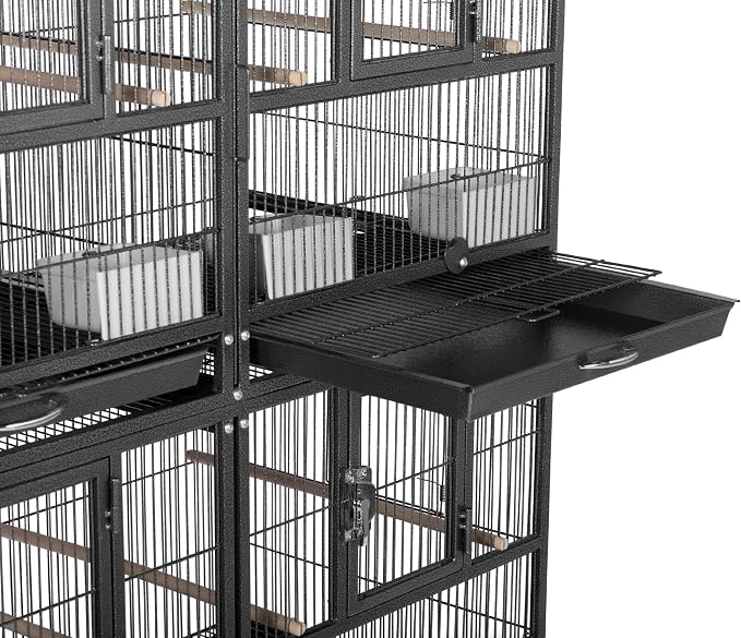 Prevue Pet Products Deluxe Divided Breeder Cage - Stackable Breeding Cage with Divider, Stand Alone Enclosure with Wooden Perches, Food and Water Cups, for Finches, Canaries, and Small Birds - Black - Image 5
