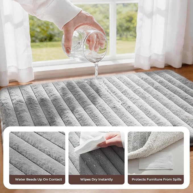 Waterproof Dog Blanket for Large Dogs, Soft Corduroy Fleece Pet Blanket Washable, Double Sided Cat Blankets for Furniture Protection, Reversible Cozy Calming Couch Blanket, 50"x60", Grey - Image 3