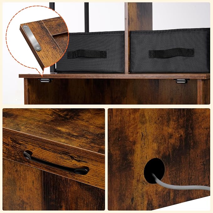 Dwanton Litter Box Enclosure with 2 Storage Shelves and 2 Drawers, 2-in-1 Hidden Cat Litter Box Enclosure Furniture with Shelf, Reversible Entrance, Washable Drawers, 50-Inch, Rustic Brown - Image 7