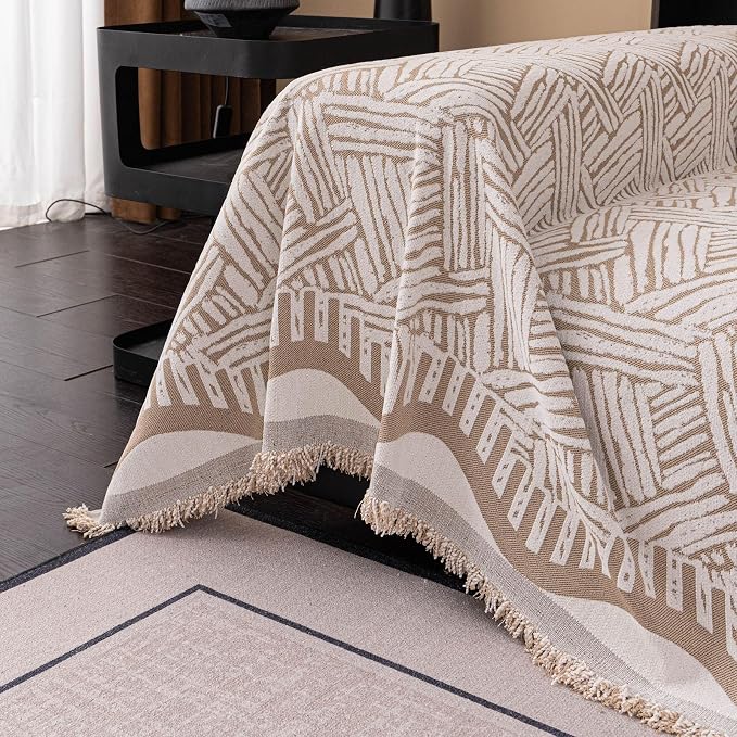 ROOMLIFE Couch Cover 3 Cushion Sofa, Washable Non Slip Furniture Sofa Protector Cover, Soft Chenille Sofa Slipcovers Sectional L Shape Dogs Couch Cover Throw Blanket with Tassels 71''X150'' - Image 4