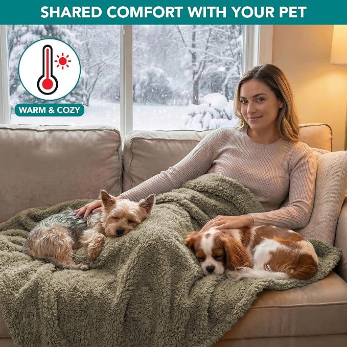 PetAmi Fluffy Waterproof Dog Blanket for Couch and Bed, Reversible Sherpa Pet Throw, Pee Proof Furniture Protector Sofa Cover, Washable Cat Blanket for Small Medium Dogs and Cats (Taupe Camel, 24x32) - Image 4