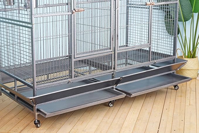Double Cage with Center Divider for Bird Parrot Aviary W64xD32xH73 New - Image 4