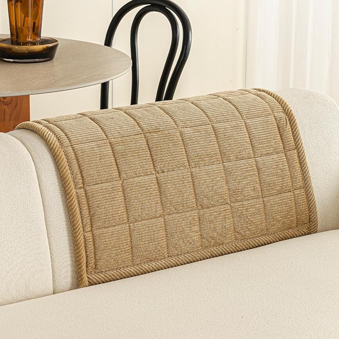 Velvet Couch Covers for Sectional Sofa Washable, Non-Slip L Shaped Sectional Couch Cover, Soft Pet Couch Covers for Sofas, Furniture Slipcovers for Single Sofa(1PC,35"x35",Light Brown) - Image 2