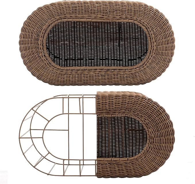 Fun Stackable Wicker Cat Hideaway House - Interactive Play Rattan Cat House for Indoor Cats Kitty, Pet Friendly Top/Side House Entry, Cat Bed Enclosed - Image 5