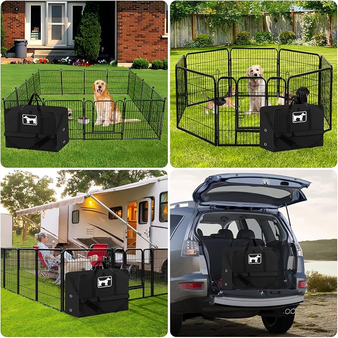 SIRUITON 600D Dog Playpen Storage Bag Fits 32" H 8 Panels & 9 Stakes | Dog Fence Travel Bag Suitable for Foldable Exercise Pet Playpen with Reinforced Double Handles. - Image 6
