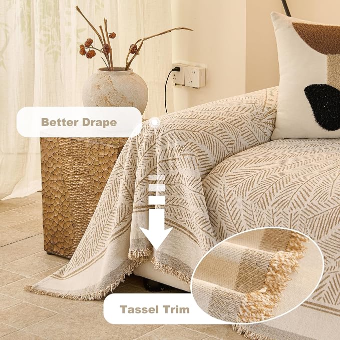 Couch Cover for Dogs Washable Sofa Cover, Sectional Couch Covers, Sofa Covers for 2 Cushion Couch, Non Slip Stripe Sofa Slipcovers Furniture Protector (Khaki, 91 * 134) - Image 4