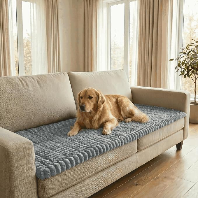 Non-Slip Sectional Couch Covers, Washable Pet Friendly Furniture Protector for Dogs Cats, Soft Thick Slipcover for L-Shaped Sofa (Sold by Piece, Not Set) (Light Grey, 27.6"x70.5") by CURUYAN