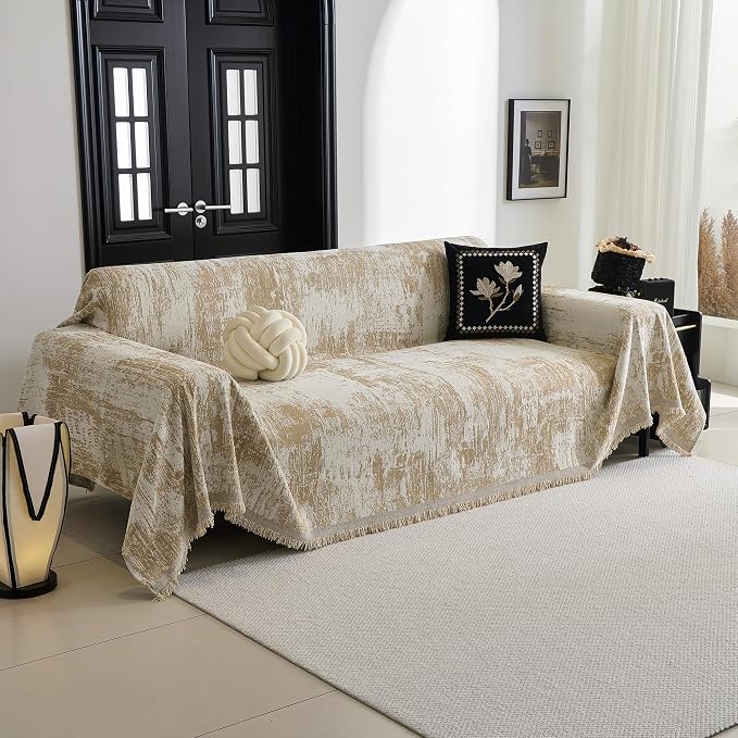 MYSKY HOME Couch Cover for Sectional Sofa Set for Dog Cat Pets Abstract Geometric Furniture Sofa Cover Washable Couch Cover 3 Seat Sofa Chenille Couch Protector Multi-Use Throw Blanket, 71" X134" - Image 2