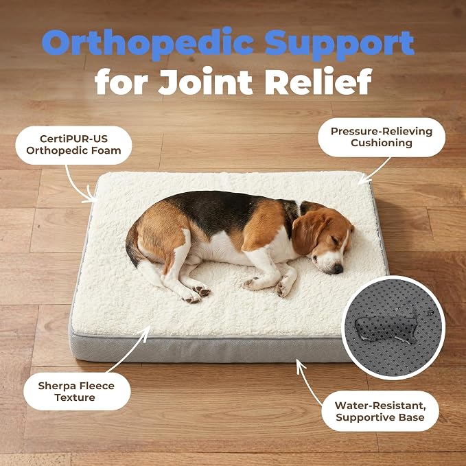 Best Pet Supplies Orthopedic Dog Bed with Memory Foam, Washable Dog Crate Mat for Small, Medium & Large Dogs, Thick Mattress for Crates, Kennels or Floor, Waterproof Pet Bed - Gray, 35 x 22 x 4 - Image 3
