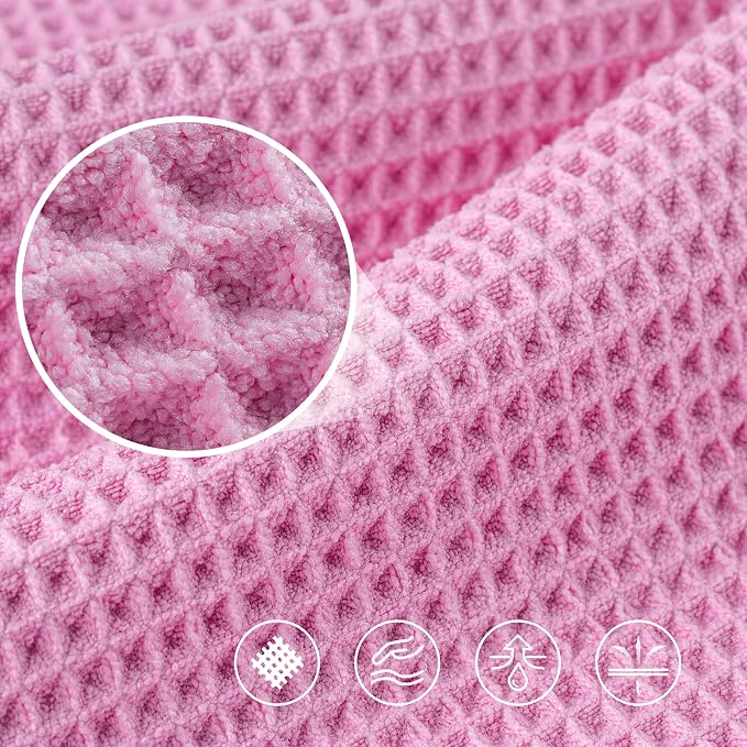 POLYTE 430 GSM Microfiber Oversize Quick Dry Lint Free Bath Towel, 60 x 30 in, 4 Pack (Waffle Weave) - Image 5