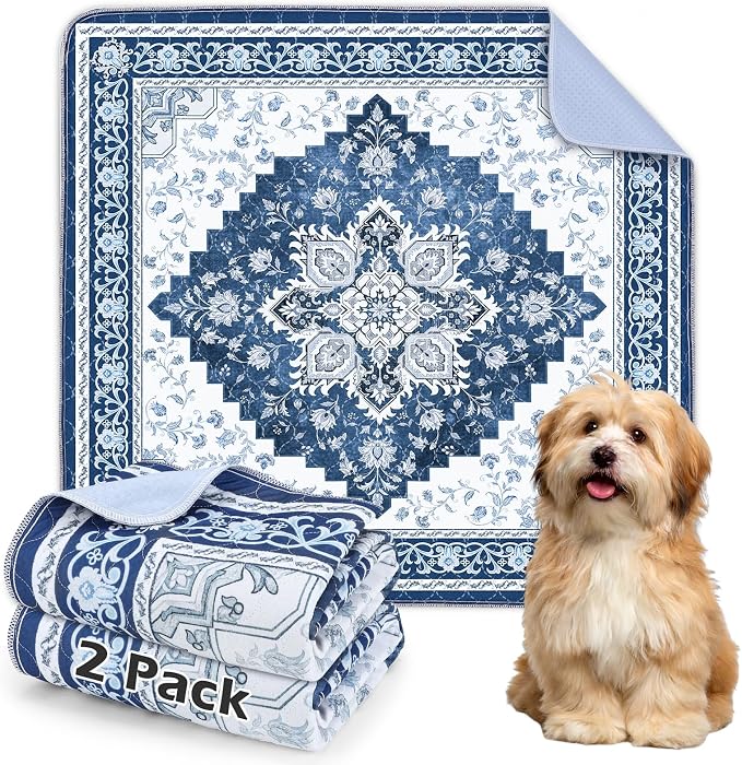 INVENHO 2PACK Washable Pee Pads for Dogs, Reusable Dog Pads Upgrade Non-Slip Dog Pee Pads Heavy Absorbency Puppy Pee Pads Quick Dry Whelping Pads/Waterproof Puppy Training Pad by INVENHO