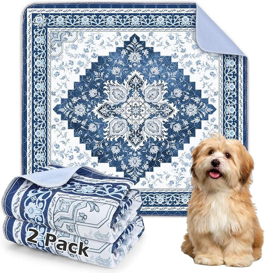 INVENHO 2PACK Washable Pee Pads for Dogs, Reusable Dog Pads Upgrade Non-Slip Dog Pee Pads Heavy Absorbency Puppy Pee Pads Quick Dry Whelping Pads/Waterproof Puppy Training Pad by INVENHO