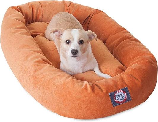 Majestic Pet Villa 32 Inch Shredded Memory Foam Dog Bed for Medium Sized Dog 32x23x7 Inch–Orthopedic Pet Bed - Washable Medium Puppy Mat with Head Support-Orange by MajesticPet