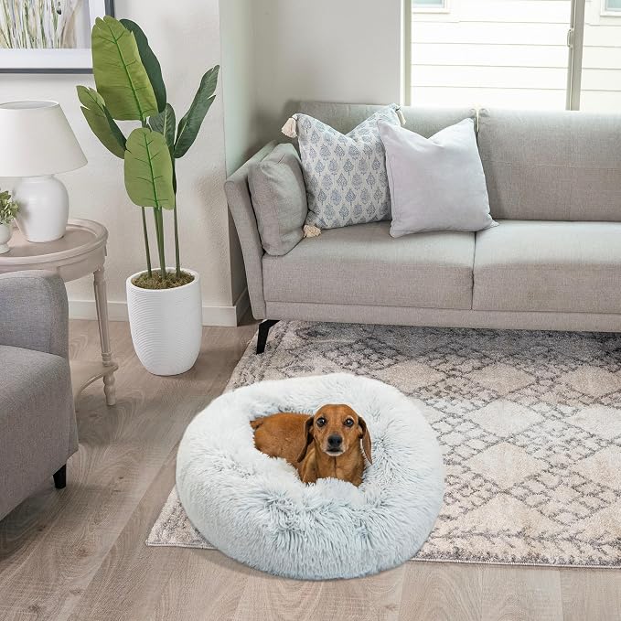Best Friends by Sheri The Original Calming Donut Dog Bed for Small Dogs up to 25 lbs, Shag Faux Fur, Frost Gray, 23" x 23" - Image 7