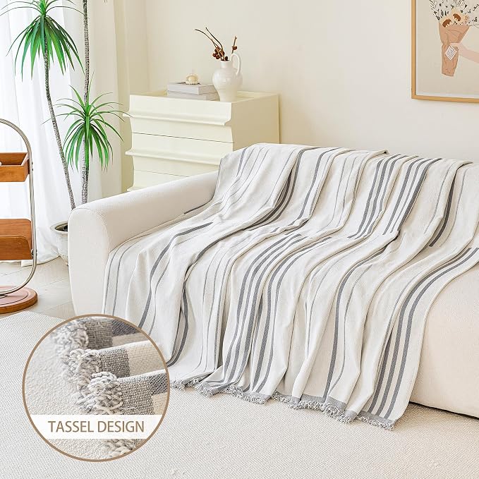 VANJOROY Couch Sofa Cover for 2 3 Cushion Sectional Sofa L-Shape -Washable 100% Organic Chenille Couch Cover for Dogs Pets, Boho Couch Cover Protector Soft Sofa Slipcovers with Tassel,71"x 134" - Image 3